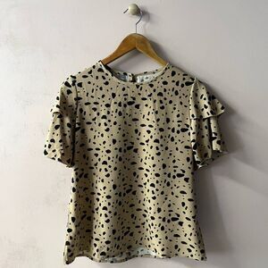 Tan Cheetah Print Blouse Size S NWOT